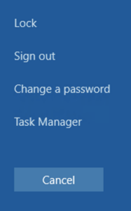 Windows change password screen